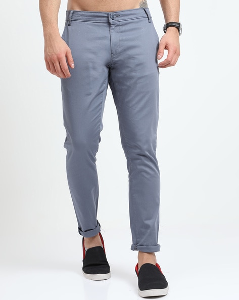 Buy DEVIS Grey Womens Grey Cotton Slim Fit Trousers | Shoppers Stop