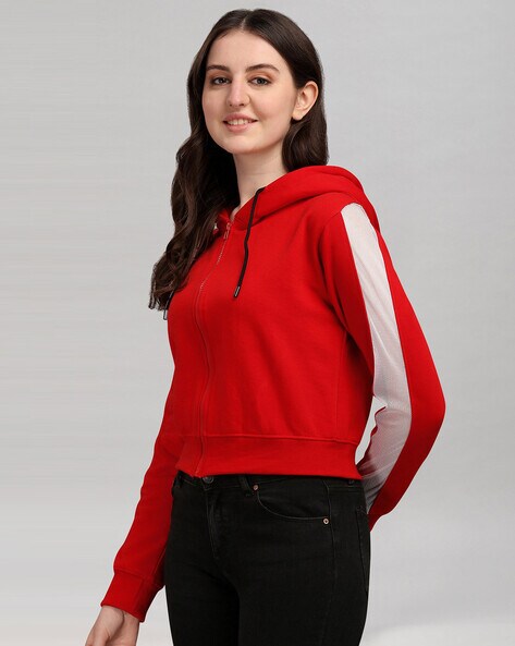 Red crop hoodie on sale women's