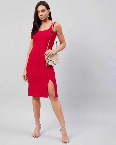 Ruched bodycon dress with slit | Icône | Long Dresses & Maxi Dresses For  Women | Simons