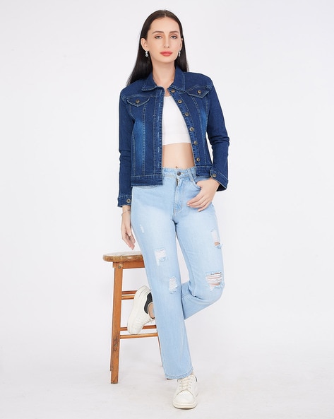 Buy Blue Double Patch Pocket Denim Jacket | ONLY | 211622601