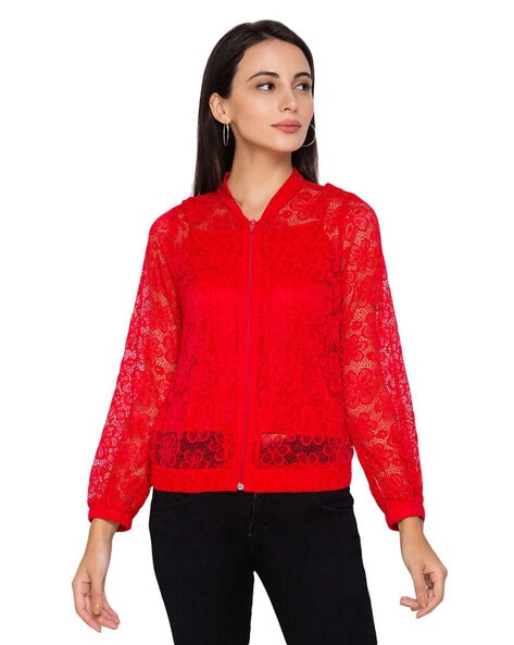 Red deals lace jacket