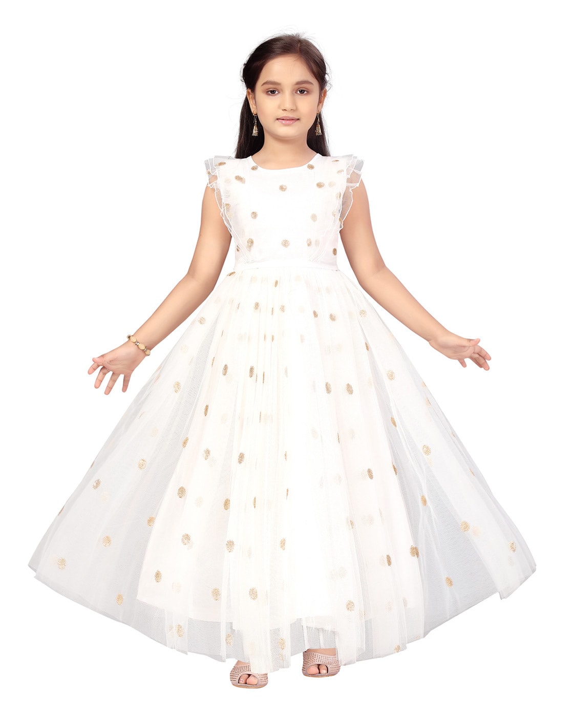 Aarika Girl's Green and Navy Coloured Gown with Unstich Sleeves :  Amazon.in: Clothing & Accessories