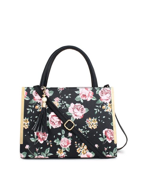 Black best sale floral handbag