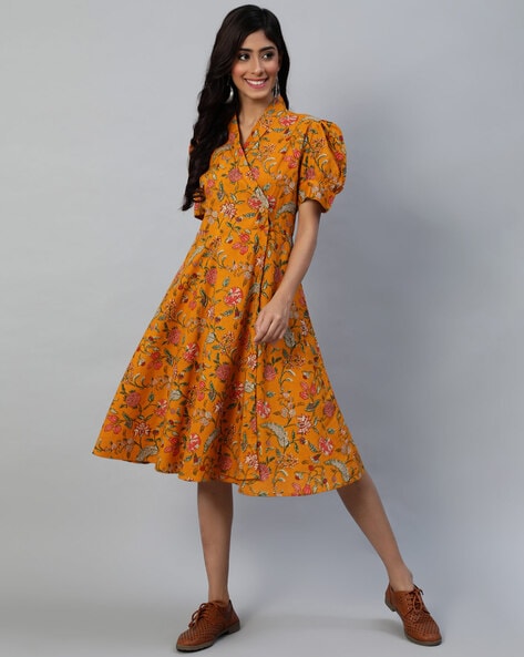 Mustard yellow outlet a line dress