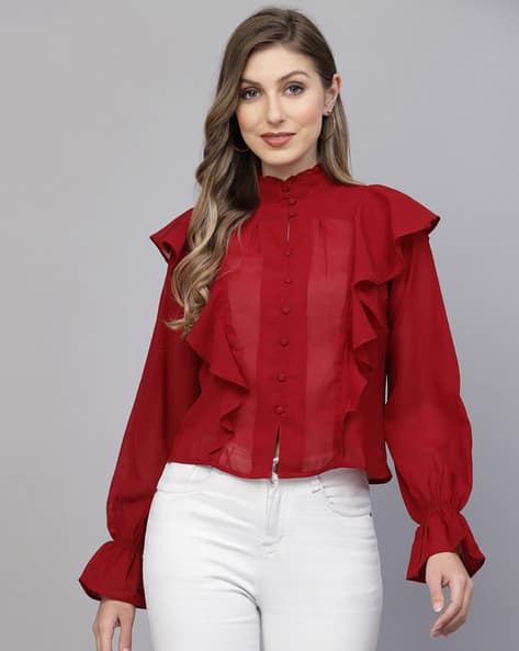 red frilly tops
