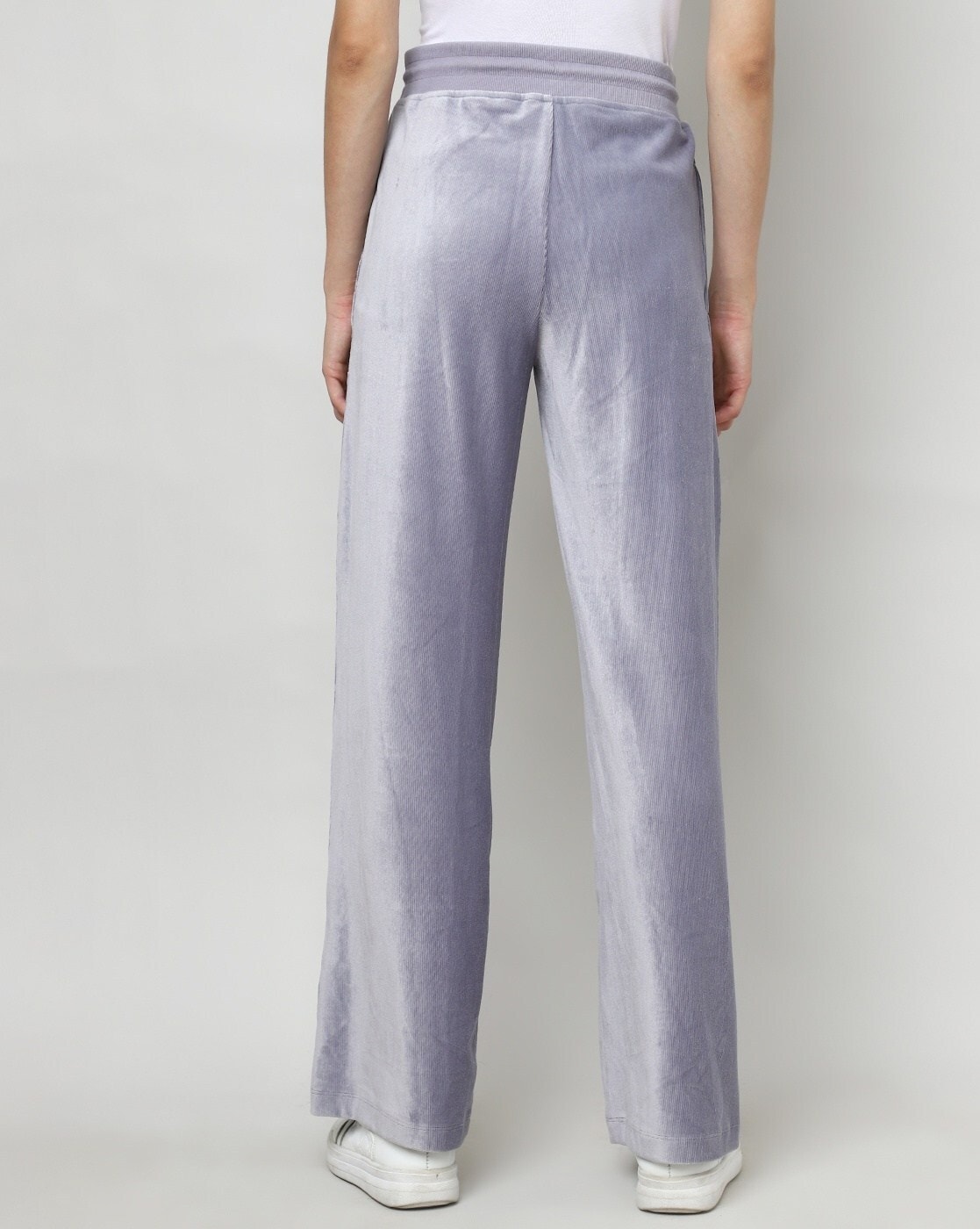 Wide-Leg Pleated Velvet Pants in Grey - Retro, Indie and Unique Fashion
