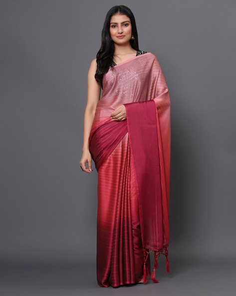 Rani Pink Printed Patola Silk Saree With Contrast Blouse | Kolour