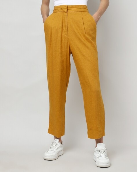 LIMITED COLLECTION Plus Size Camel Brown Split Hem Tapered Trousers | Yours  Clothing