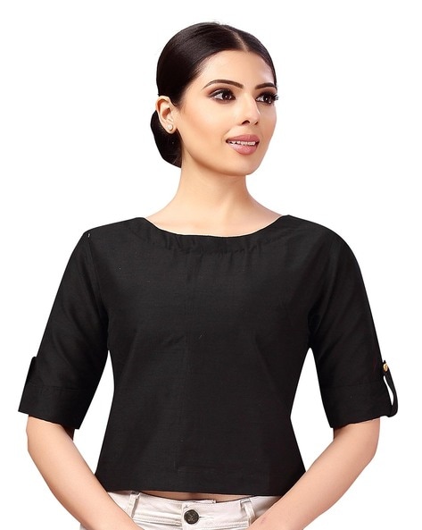 Studio Shringaar Boat-Neck Back-Open Blouse