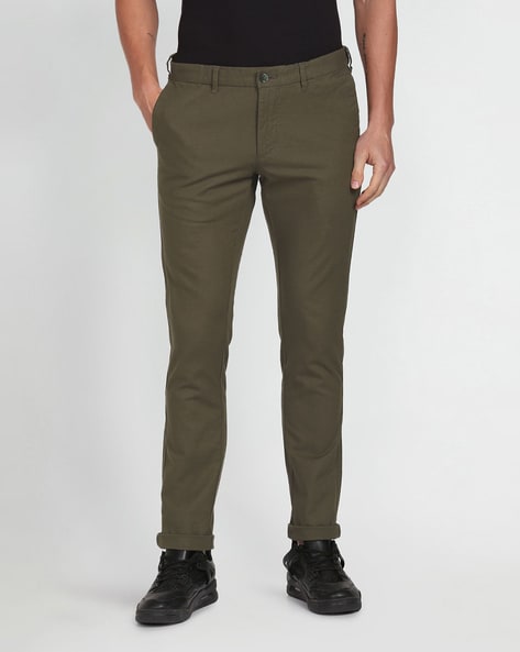Buy Arrow Sports Maroon Slim Fit Flat Front Trousers Online