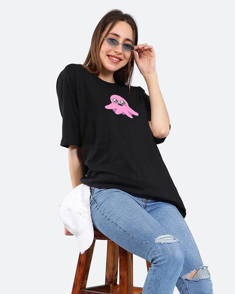 Buy Black Tshirts for Women by MAD OVER PRINT Online