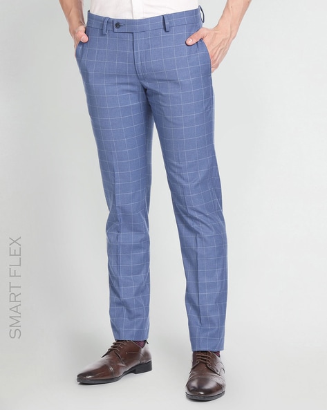 Breathable Mens Blue Formal Classy Comfortable Soft And Stylish Checked Pant  at Best Price in Bhainsdehi | Kd Sons Store