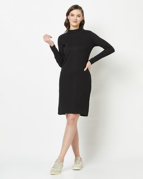 Cute Black Sweater Dress - Long Sleeve Dress - Turtleneck Dress - Lulus