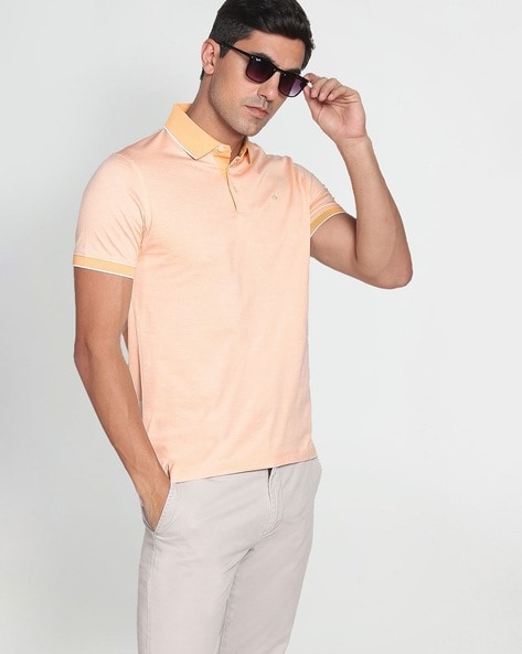 Buy ARROW SPORT Pink Patterned Mercerised Cotton Men's Polo Tees