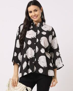 svrnaa by azorte Women Geometric Printed Oversized Top-picture-35