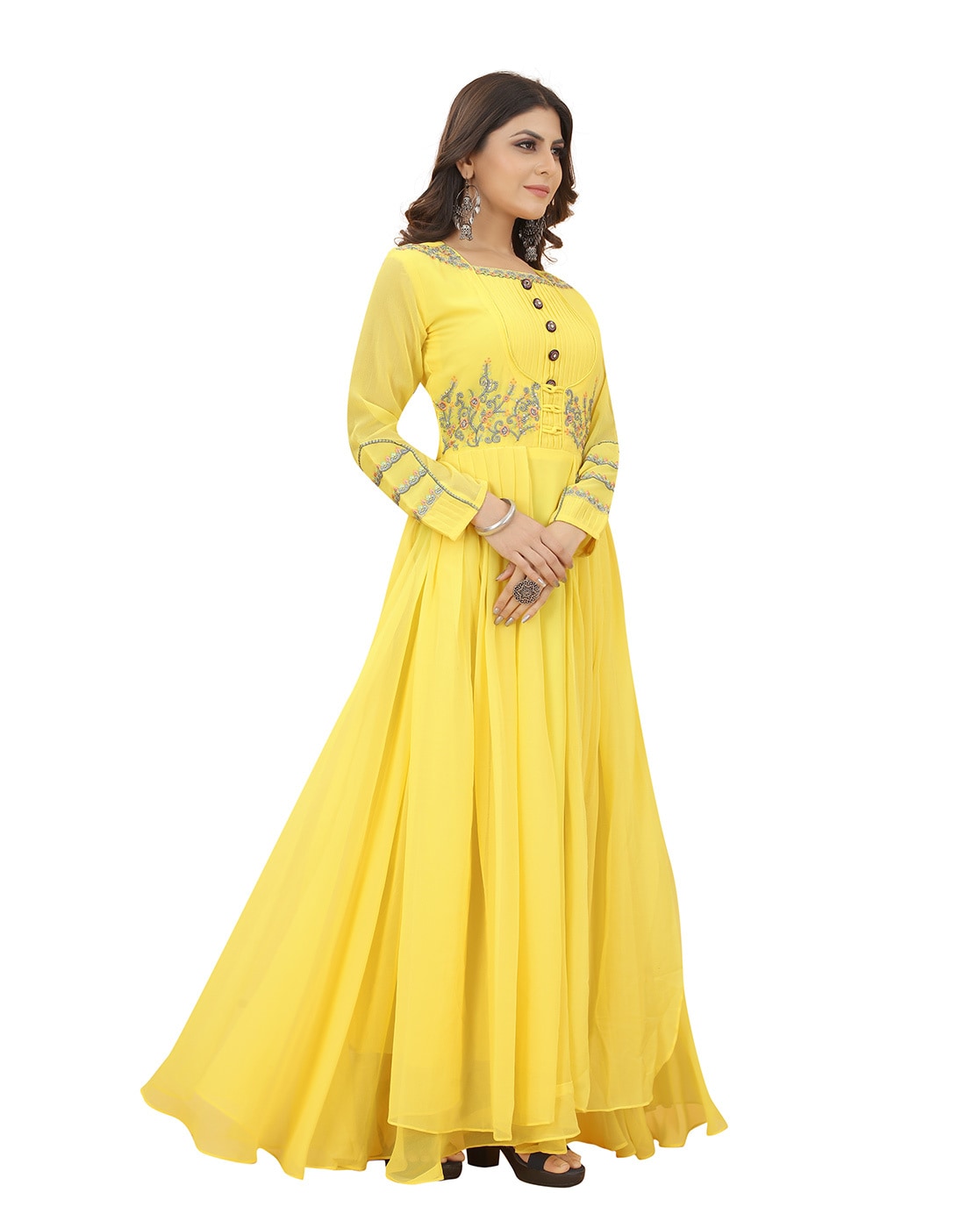 Buy NOYYAL Girl's Net With Satin Long Yellow Dresses For Kids_Yellow_13-14  Y Online at Best Prices in India - JioMart.