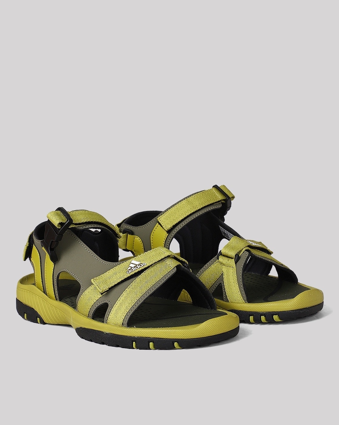 Paragon Blot Olive Green  Yellow Sandals for Men