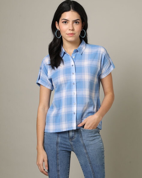 Buy online Blue Cotton Denim Shirt from western wear for Women by Rigo for  ₹599 at 65% off | 2024 Limeroad.com