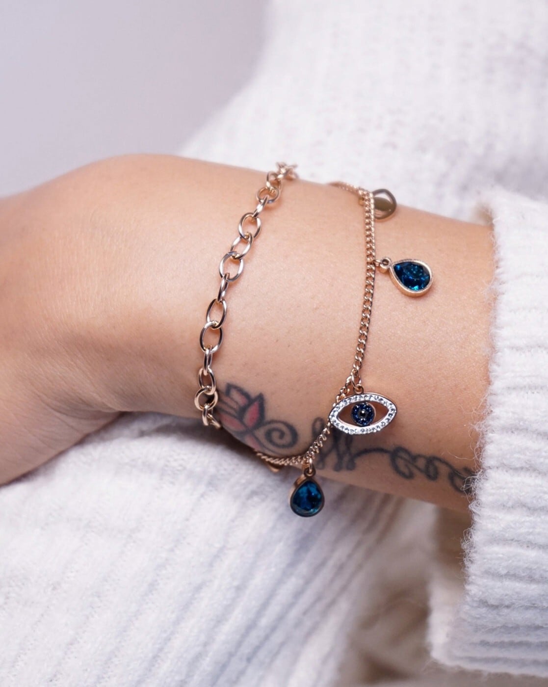 Swarovski evil eye on sale bracelet rose gold