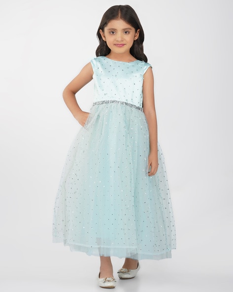 Buy Sky Blue Fluffy Net Gown for Girls – Mumkins