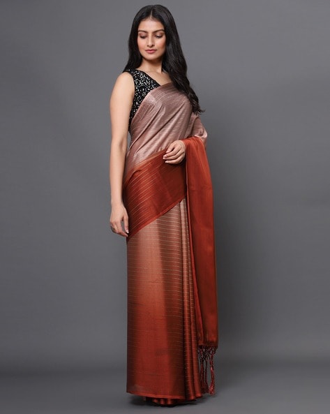 Buy Gold Tissue Saree With Contrast Blouse for Women Online from India's  Luxury Designers 2024