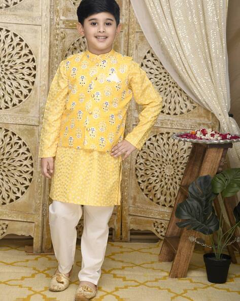 Yellow kurta pajama with on sale jacket