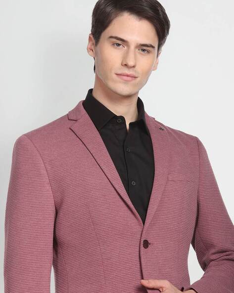 Striped Slim Fit Single-Breasted Blazer