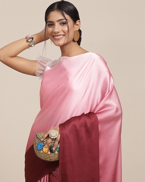 Pink Tone Geometrical Printed Saree With Unstitched Contrast Blouse |  Aabhushan-11003 | Cilory.com