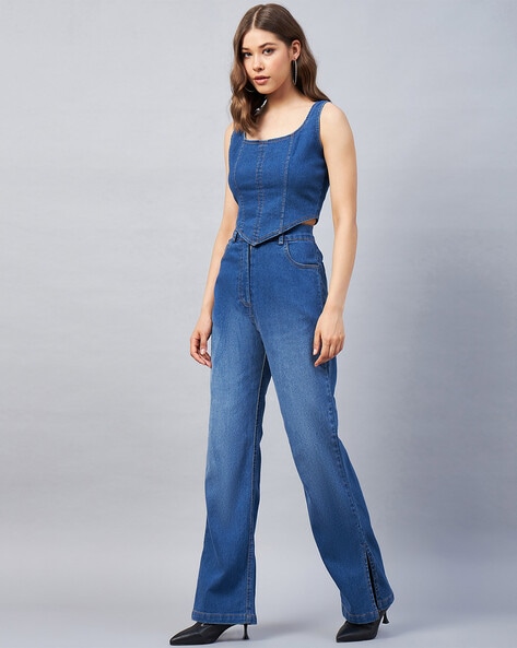 Vibrant MIU Womens Juniors Aviator Denim Romper Jumpsuit (Large, Light Denim)  - Walmart.com