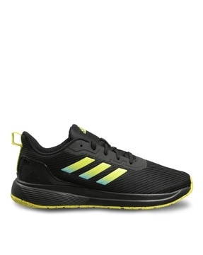 Adidas black and outlet yellow running shoes