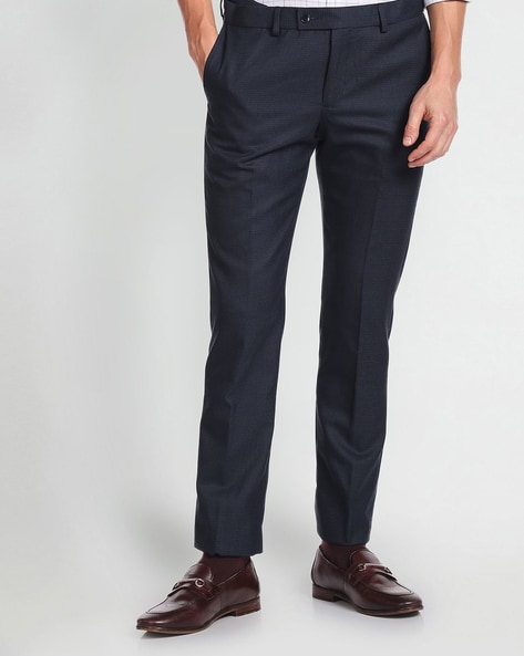 Buy Arrow Regular Fit Heathered Formal Trousers - NNNOW.com