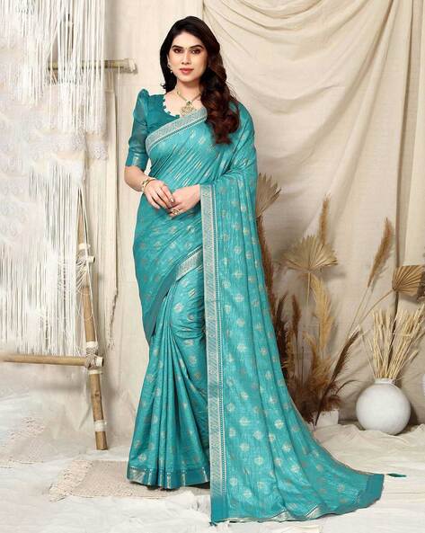 Firozi Color Paithani Silk Saree -ranika Collection Yf#23490, पठानी साड़ी -  Ozone Shield, Mumbai | ID: 2850594827533