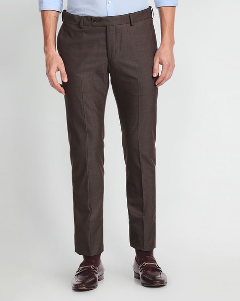 Brown jaspè wool flannel trousers | Corneliani