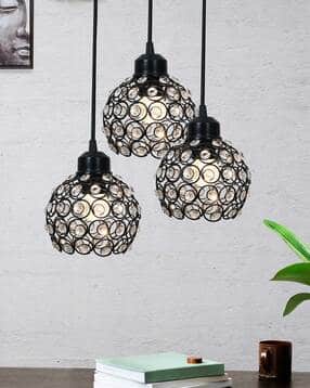 homesake Set of 3 Crystal Hanging Light with Metal Base-picture-35