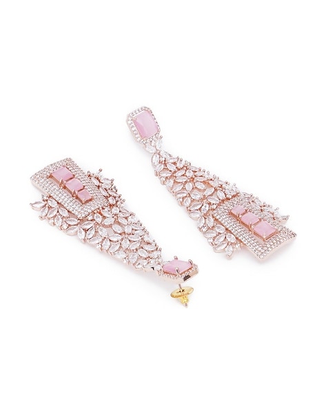 Buy Rose Gold-Toned & Pink Earrings for Women by Karatcart Online