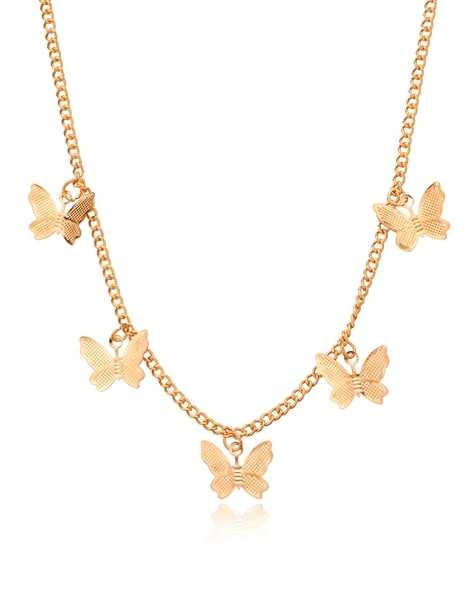 Tiny Butterfly Pendant Necklace in Gold | Lisa Angel