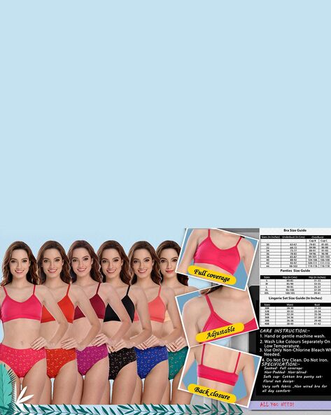Buy Beach Curve-women's Cotton Bra Panty Set For Women Lingerie Set Sexy  Honeymoon Undergarments (color : Multi)(pack Of 1,2,3) Online In India At  Discounted Prices