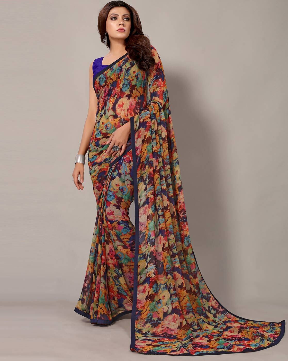 Buy Peach Sarees for Women by WILORI Online | Ajio.com