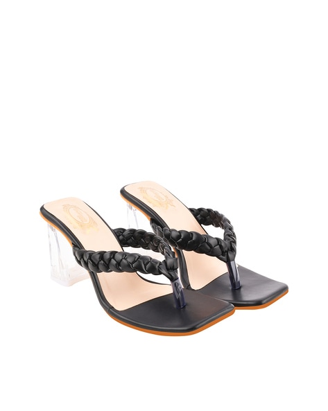 Black heeled thong discount sandals