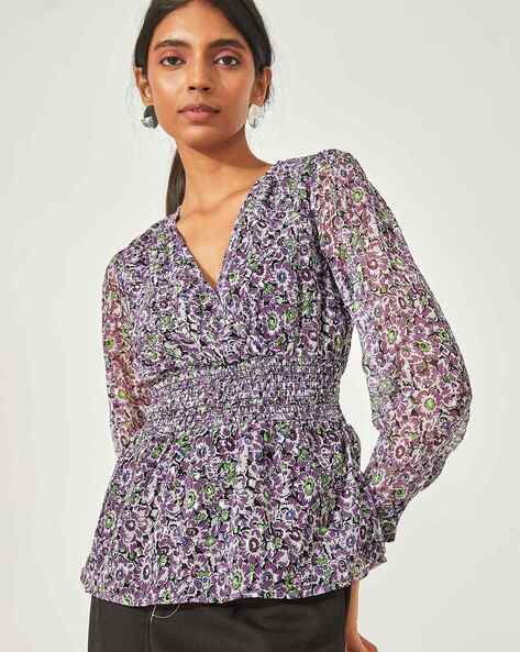 Floral print sale tops online shopping