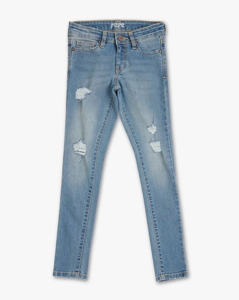 Pepe Jeans Heavy-Wash Skinny Fit Distressed Jeans
