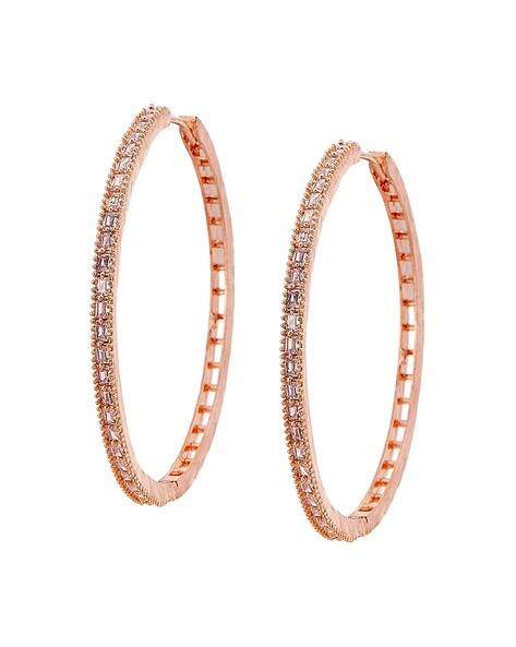 Zeneme American Diamond Studded Hoop Earrings