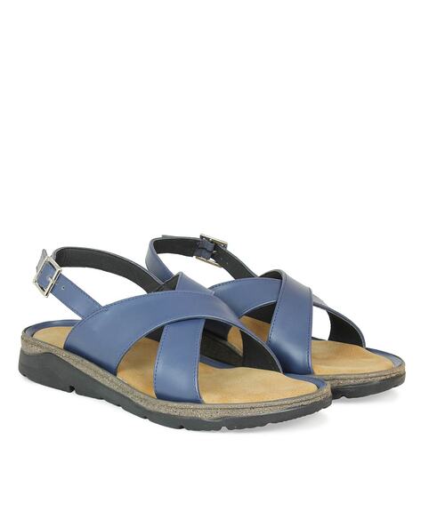 Buy Yellow Kids by Westside Blue Multi-Strap Leather Sandals for Online @  Tata CLiQ