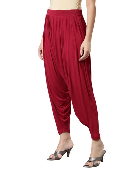 Buy GO COLORS Women Solid Black Viscose Harem Dhoti Pants at Amazon.in