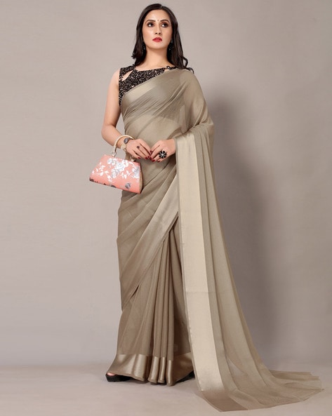 Delicate Dark Beige Color Printed Art Silk Saree