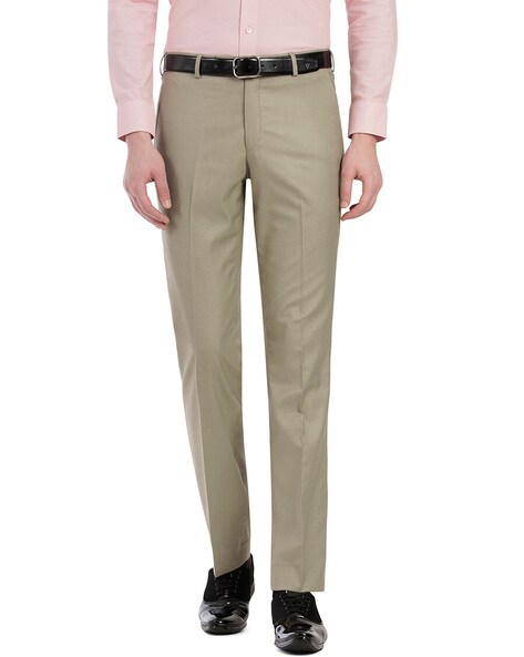 Black Solid Slim Fit Casual Trouser | Greenfibre