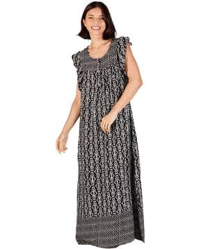 evolove Floral Print Nightie with Front Buttons-picture-33