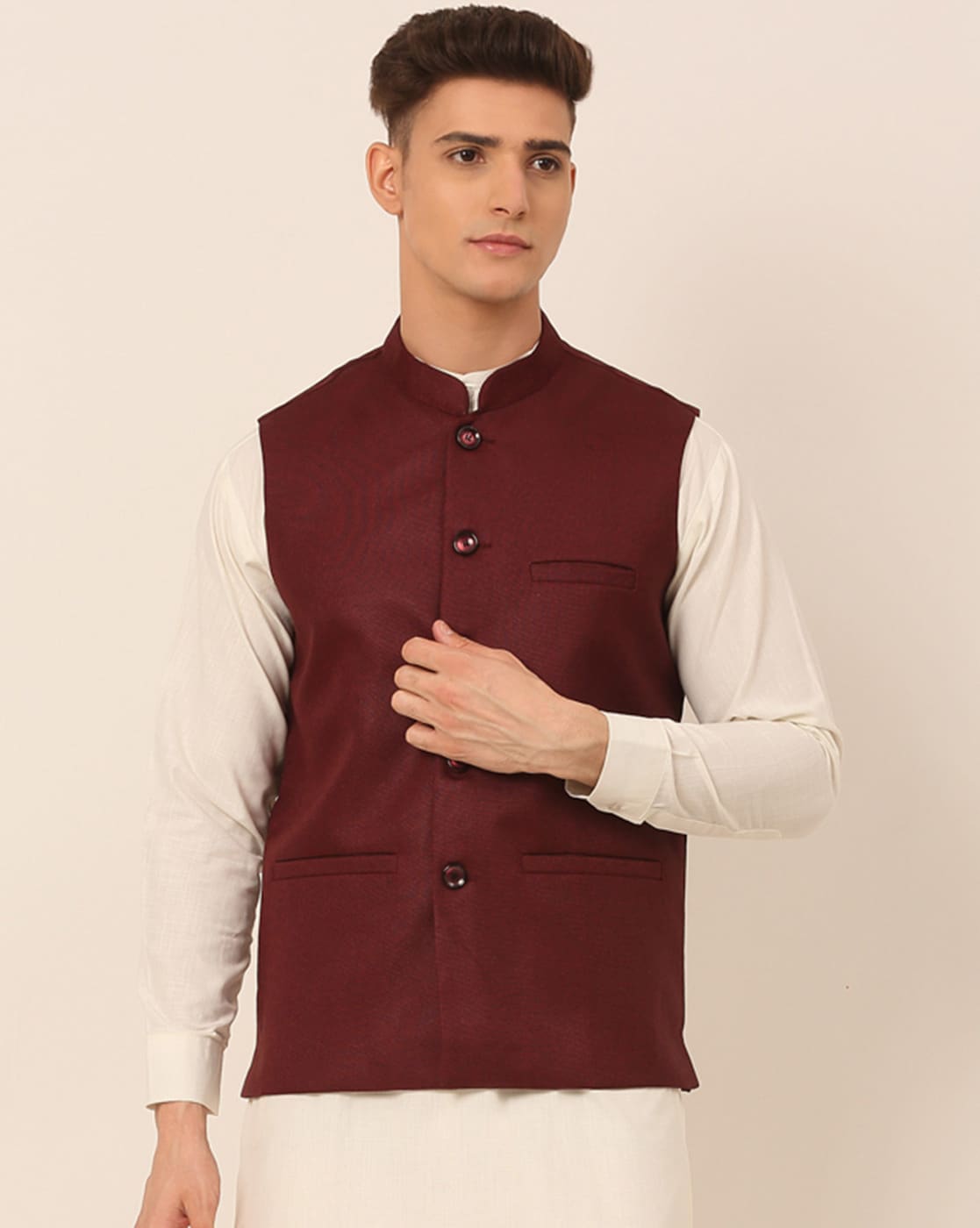 Maroon color cheap waistcoat