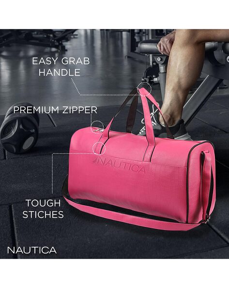 Pink leather duffle bag hot sale