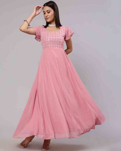 Naira Cut Modern dress - Pink | | Chiro's By Jigyasa